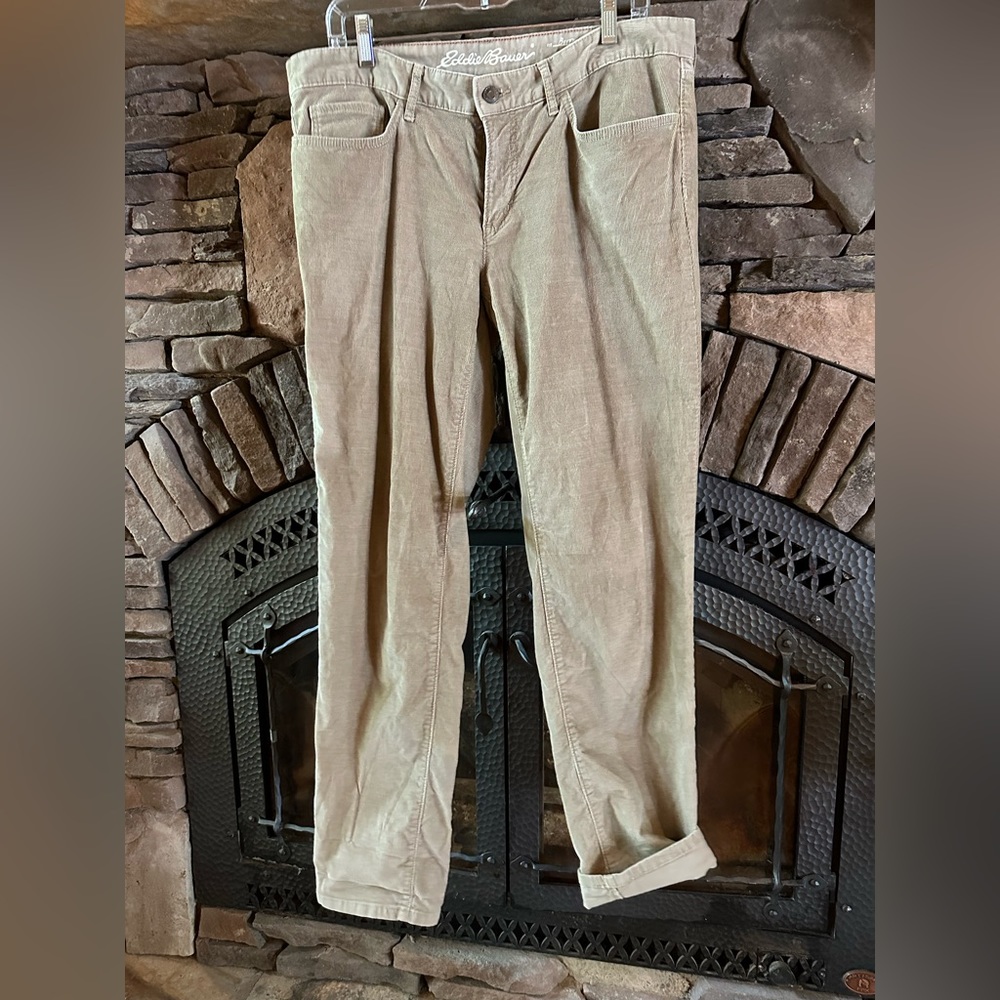 Eddie Bauer Boyfriend Fit Tan Corduroy Pants. Sz 12